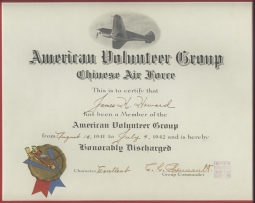 Original AVG Discharge to Pilot & MOH Winner James Howard w/ Photos