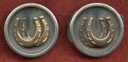 Beautiful 1880s-1890s Sterling & 14k Tiffany Men's Paired Horseshoe Cufflinks in Case