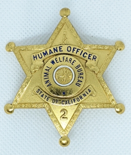Minty Ca 1930 Humane Officer California Animal Welfare Bureau Badge by Los Angeles Rubber Stamp