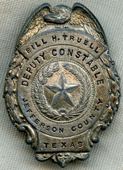 Early 1940's Named Jefferson County, Texas Deputy Constable Badge