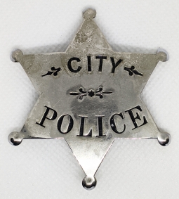Great "Old West" Stock City Police 6pt. Star by Noted Kansas City Maker