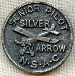 Ca. 1930 Kingsbury Toys National Silver Arrow Club Senior Pilot Pin on Original Card