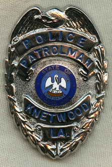 Cool Vintage 1970's-80's Knetwood, LA Police Patrolman Badge
