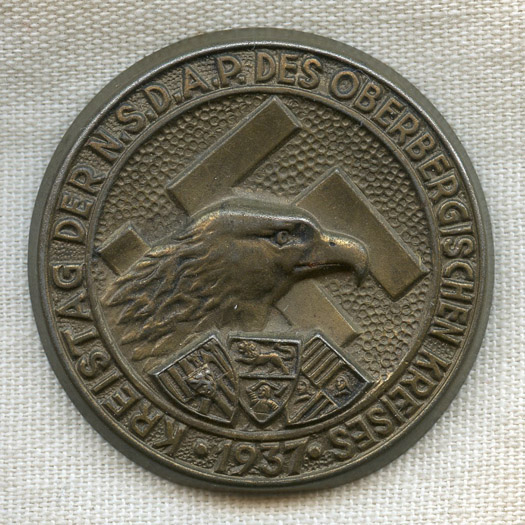 Rare 1937 Kreistag der NSDAP des Oberbegischen Tinnie in Bronzed Steel