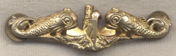 Korean War Period US Navy Submarine Officer Dolphins in Gold Fill by H&H