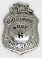 Ca 1900 Laconia NH Highland Hose Co. No.6 Fire Department Badge by Braxmar.