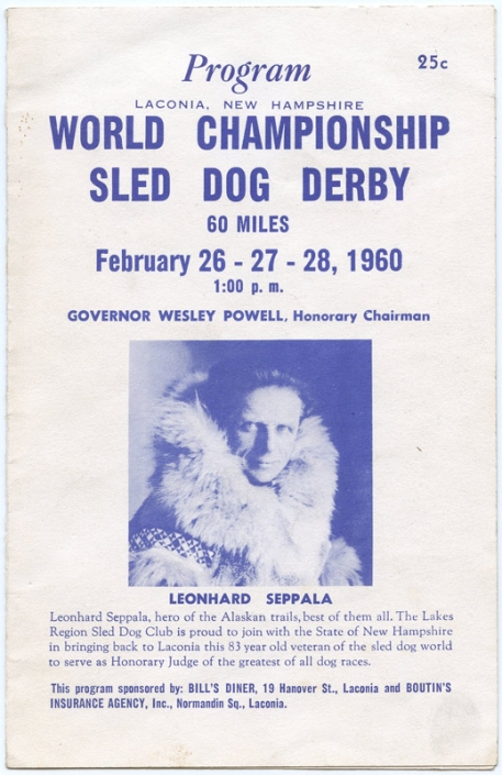 1960 Laconia, NH World Championship Sled Dog Derby Program with News Clippings