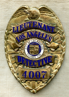 Cool 1930's Los Angeles Police Series 5 Detective Lieutenant "Juice" Badge Double Maker Marked