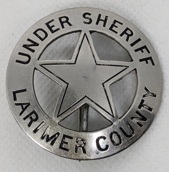 Wonderful 1880s - 1890s Larimer Co Colorado Under Sheriff Circle Star Badge Early Sachs-Lawlor Mark