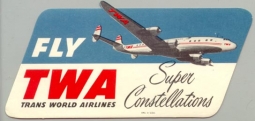 1950s TWA "Super  Constellations" Baggage Label