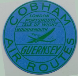 1930s British Cobham Air Routes Baggage Label