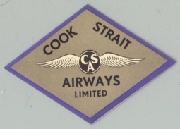 1930s Australian Cook Strait Airways Limited Baggage Label