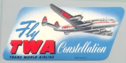1940s "Fly TWA" Constellation Baggage Label