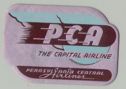 1930s Pennsylvania Central Airlines (PCA) Baggage Label