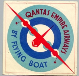1930s Qantas Empire Airways "By Flying Boat" Baggage Label
