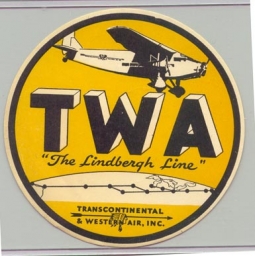 Late 1920s Lindbergh TWA Baggage Label