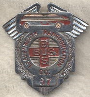 1940's Leavenworth Transportation Co. Bus Drivers Hat Badge