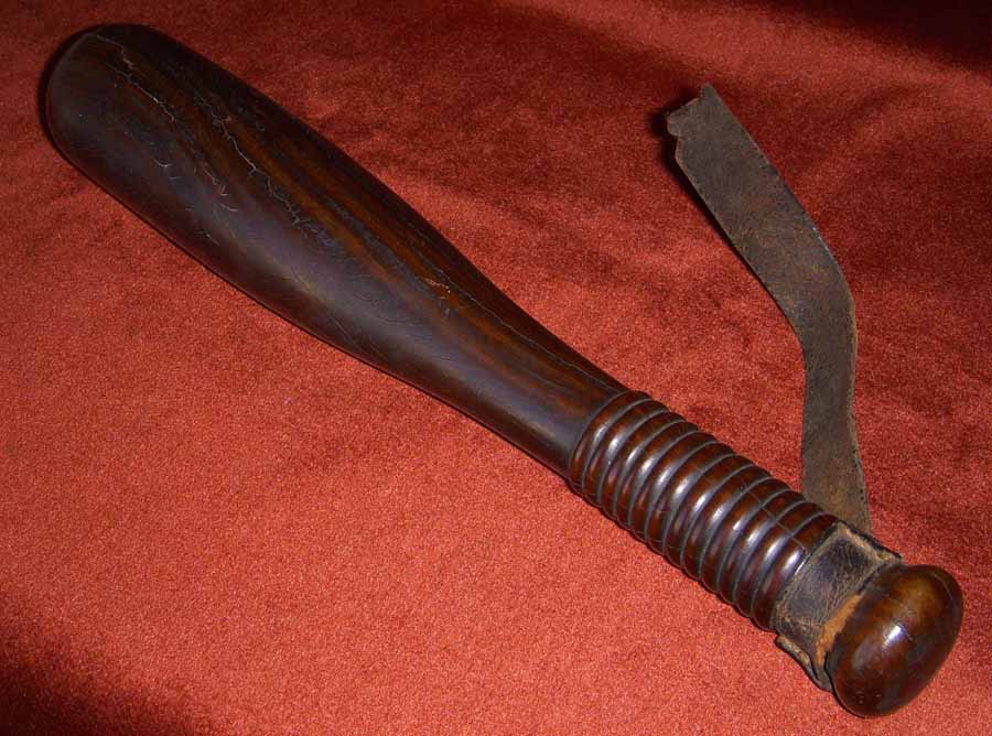 Beautiful 1880s Lignum Vitae Police Billy Club in Burled Wood Flying
