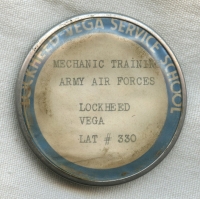 WWII Lockheed-Vega USAAF Service School ID Badge for Mechanic Training