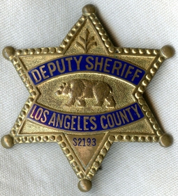 1930's Los Angeles County, California Deputy Sheriff (Special) Badge by George Schenck