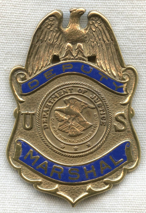 Beautiful Numbered Late 1960s Ike Style Deputy Us Marshal Badge