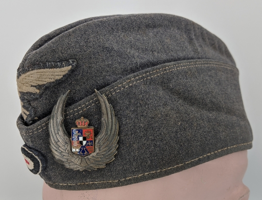 Unique WWII WWII Luftwaffe Side Cap as worn with Romanian Observer Badge