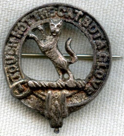 Beautiful Ca. 1952 Clan MacIntosh Badge Edinburgh Date Marked 1952 in Scottish Silver