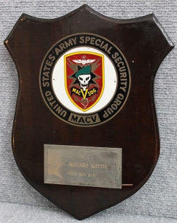 Great Ca. 1970 MACV SOG, US Army Spec. Sec. Grp. Plaque to Col. Richard Kotite (eventual Brig. Gen.)