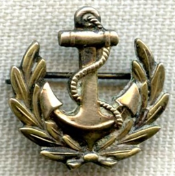Scarce WWII US Maritime Service Officer Collar Insignia Sterling & 10K Gold by H & H