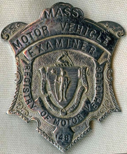 1950's - 60's MA Registry of Motor Vehicles Motor Vehicle Examiner Badge #148