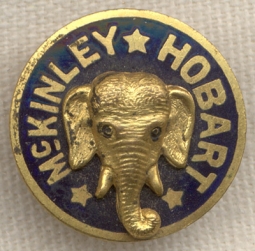 Pre-1900 William McKinley & Garrett Hobart Elephant Lapel Stud