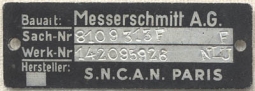 BEING RESEARCHED - WWII ME-107 Instrument Tag - NOT FOR SALE UNTIL IDENTIFIED