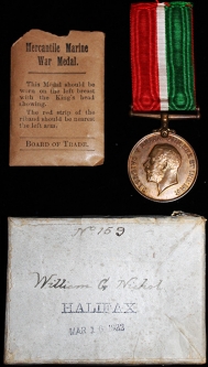 WWI British Mercantile Marine Service Medal, Envelope & Named Mailing Box to William G. Nich