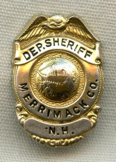 1940s-1950s Merrimack County, New Hampshire Deputy Sheriff Lapel / Wallet Badge