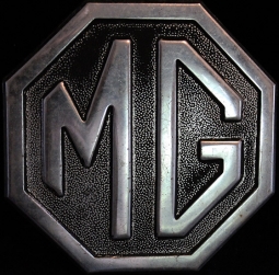 1970's Vintage MG Auto Badge in Painted & Plated Cast Metal