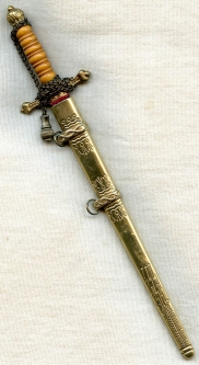 1920's Period German Weimar Republic Naval Officer Miniature Dagger with Ext. Rare Portapee