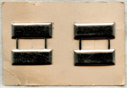 Unused Pair WWII US Army Captain's Bars in Sterling Silver on Original Card