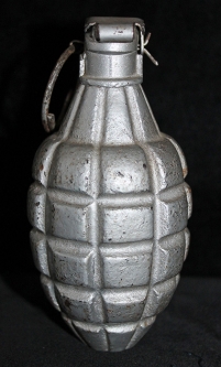 Late WWI US Military MKII "Pineapple" Hand Grenade, Made from MKI Body. Inert.