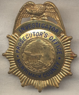 Merrimack County, New Hampshire Investigator, Prosecutor's Office Badge