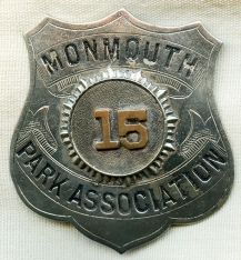Extremely Rare Ca. 1892 Monmouth Park ( Eatontown New Jersey ) Pinkerton Agent Badge