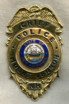 Nice 1960s-1970s Mount Vernon, New Hampshire Police Chief Badge
