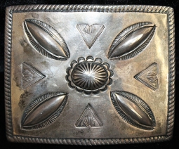 Great circa 1930's Boldly Stamped Navajo Silver Belt Buckle