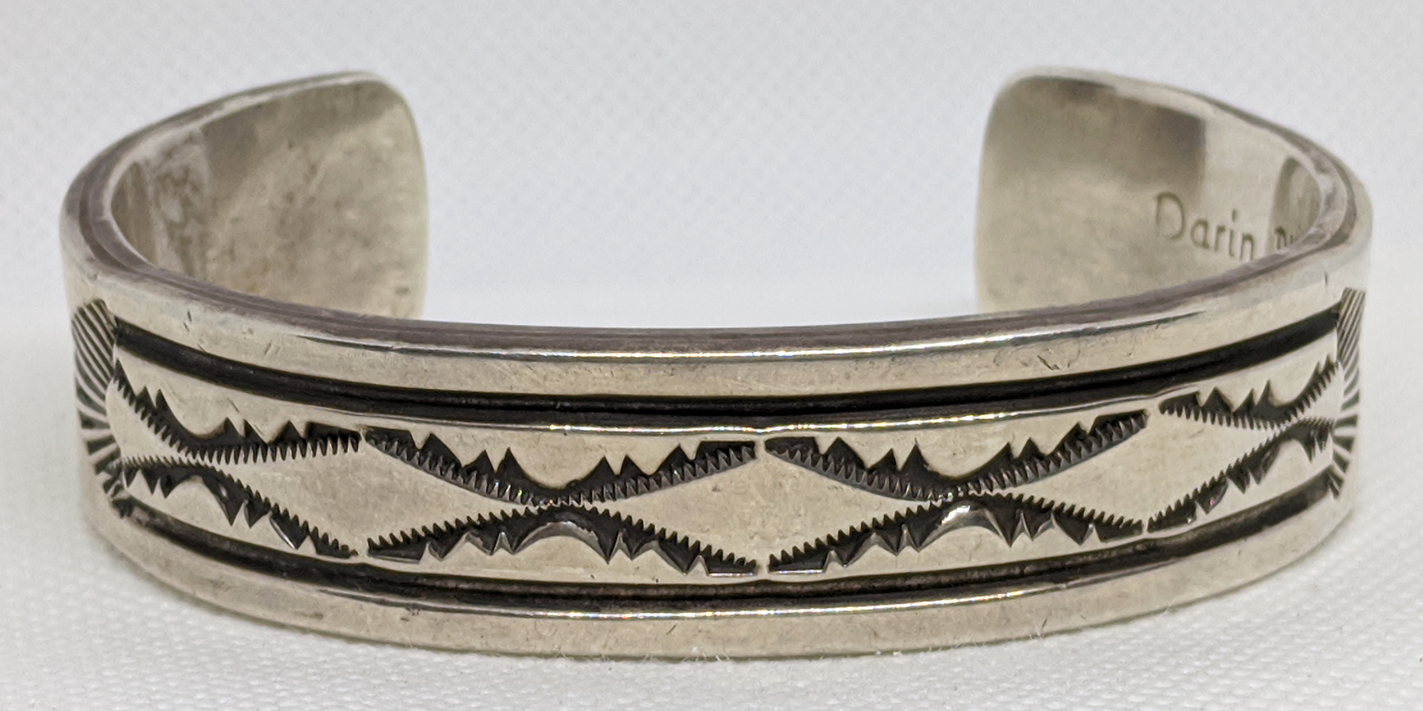 Wonderful, HEAVY Men's Bracelet in Retro Stamped Style by Navajo Artist  Darin Bill