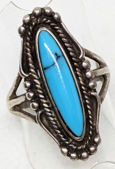 Cool Vintage Navajo Ring OTT Oretega's Turquois Trails Sz9