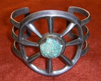 Wonderful Old 1930s-1940s Navajo "Skeleton" Bracelet in Silver & Turquoise