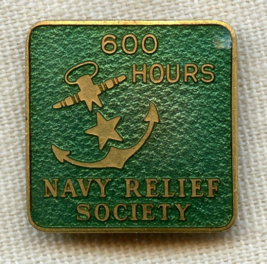 wwii us navy relief society badge for 600 volunteer hours flying navy relief