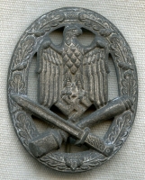 WWII Nazi Army General Assault Badge in Silver-Plated Zinc