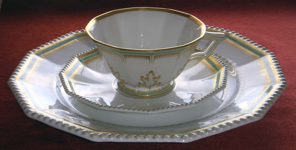 WWII Nazi Marked Fine Nymphenburg China Dinner Plate, Cup, & Saucer