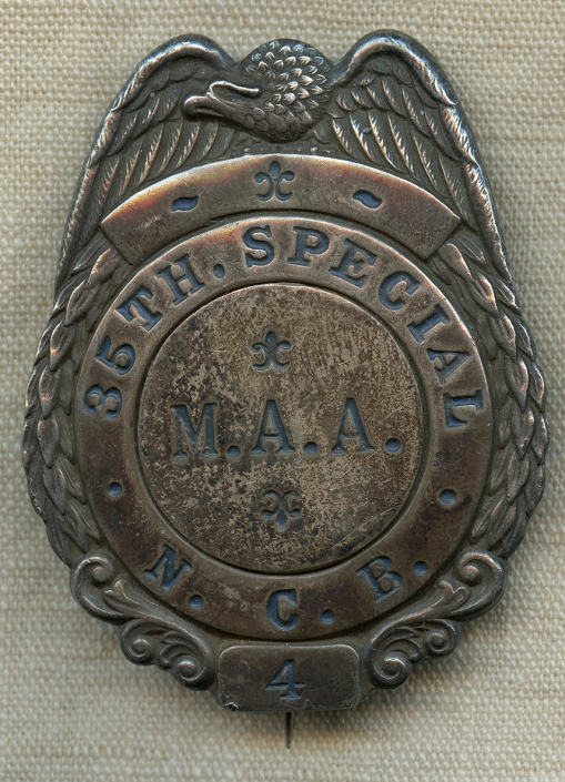 Ext Rare WWII 35th Special Naval Construction BN CB's / Seabees STERLING SILVER MAA Badge