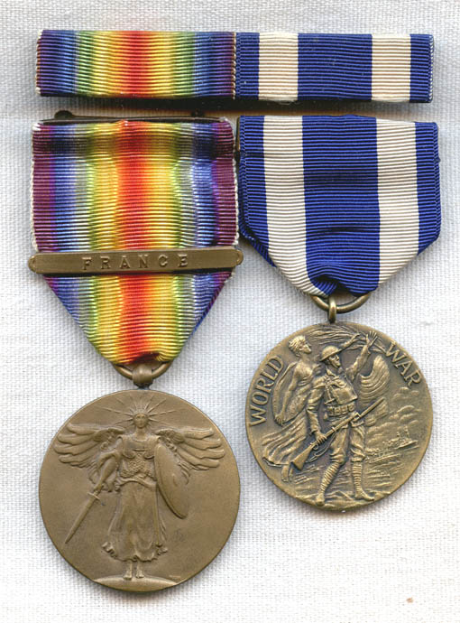 Nice Minty Pair of WWI Service Medals (US & NY) with Matching 